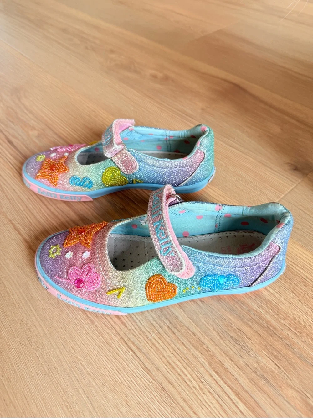 Lelli Kelly Girls' Pastel Rainbow Sparkle Mary Janes - Size 2